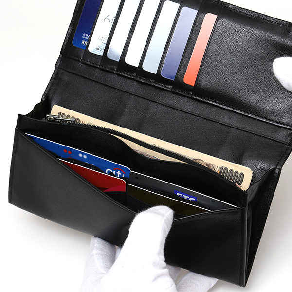  長財布 メンズ 本革 レザー ロング ウォレット ブラック 黒 黒色 日本製 小銭入れ あり CARRYNEST(キャリーネスト)