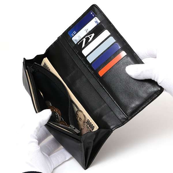  長財布 メンズ 本革 レザー ロング ウォレット ブラック 黒 黒色 日本製 小銭入れ あり CARRYNEST(キャリーネスト)