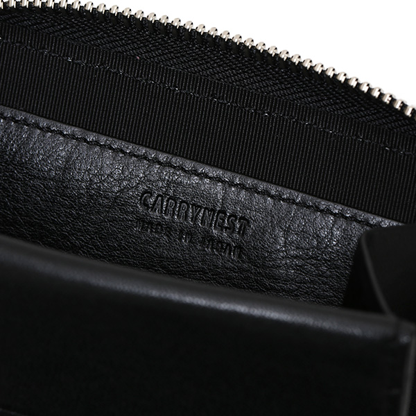  キーケース メンズ スマートキー 本革 日本製 ブランド レディース ラウンドファスナー 小ぶり ポーチ ブラック 黒 黒色 小銭入れ カードケース 車 鍵 レザー キーホルダー D ID NEST CARRYNEST(キャリーネスト)