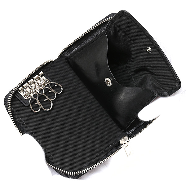  キーケース メンズ スマートキー 本革 日本製 ブランド レディース ラウンドファスナー 小ぶり ポーチ ブラック 黒 黒色 小銭入れ カードケース 車 鍵 レザー キーホルダー D ID NEST CARRYNEST(キャリーネスト)