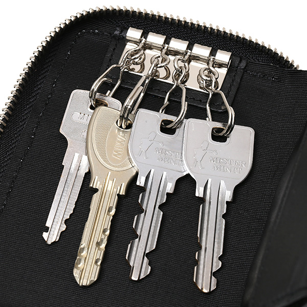  キーケース メンズ スマートキー 本革 日本製 ブランド レディース ラウンドファスナー 小ぶり ポーチ ブラック 黒 黒色 小銭入れ カードケース 車 鍵 レザー キーホルダー D ID NEST CARRYNEST(キャリーネスト)