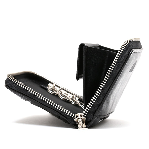  キーケース メンズ スマートキー 本革 日本製 ブランド レディース ラウンドファスナー 小ぶり ポーチ ブラック 黒 黒色 小銭入れ カードケース 車 鍵 レザー キーホルダー D ID NEST CARRYNEST(キャリーネスト)