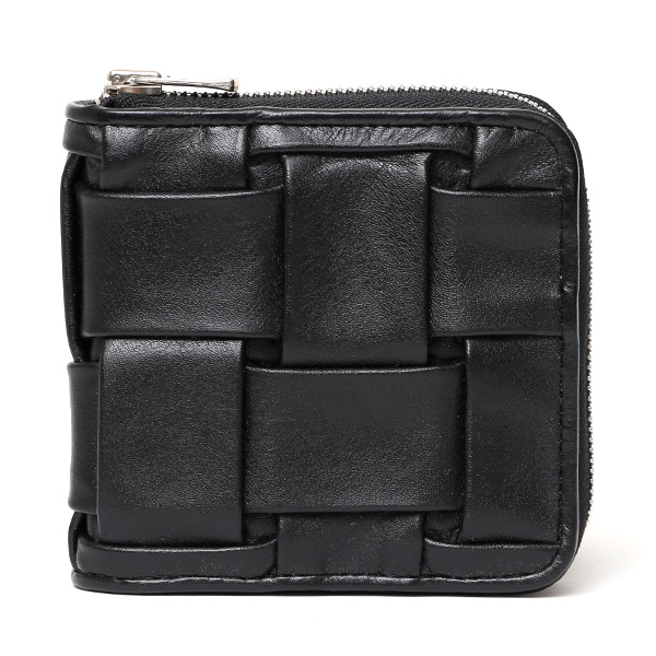 CARRYNEST(キャリーネスト) スコッチガードレザー ラウンドファスナー 二つ折り財布 ブラック