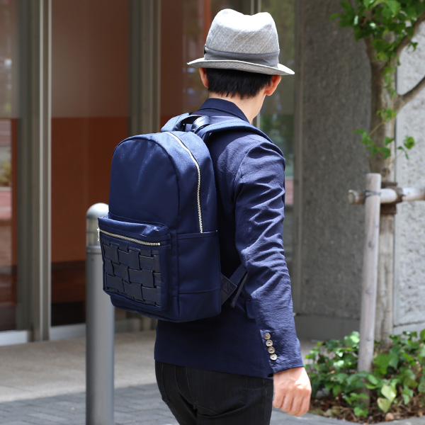  リュックサック 本革 バックパック メンズ レディース レザー 鞄 ブルー ネイビー 青色 日本製 ブランド おしゃれ カバン かわいい 大人 高級 通学 シンプル 上品 国産 デイパック O BACK NEST CARRYNEST(キャリーネスト)