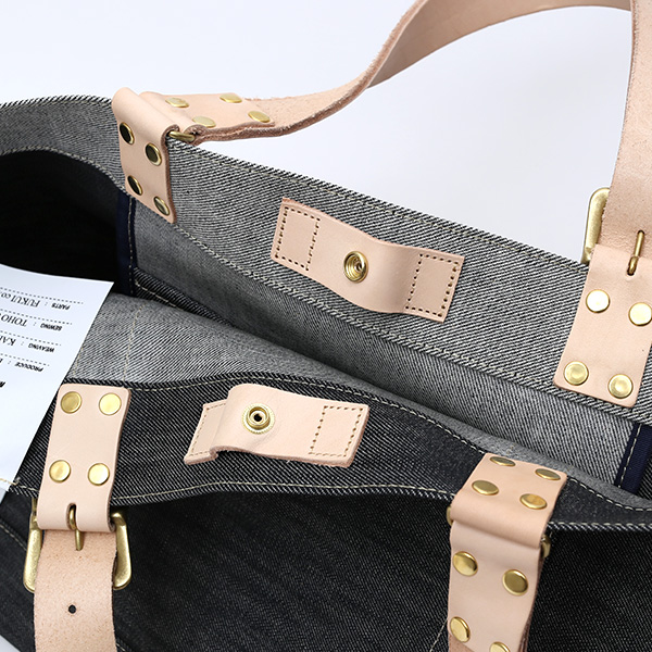  デニム生地 トートバッグ ジーンズ 本革 レザー メンズ レディース ブラック 黒 黒色 アメカジ ブランド カバン 鞄 バッグ エドウィン(EDWIN)