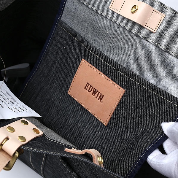  デニム生地 トートバッグ ジーンズ 本革 レザー メンズ レディース ブラック 黒 黒色 アメカジ ブランド カバン 鞄 バッグ エドウィン(EDWIN)