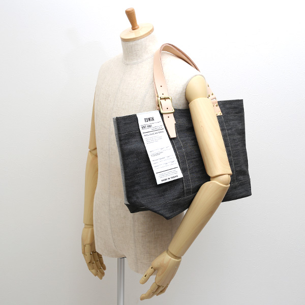  デニム生地 トートバッグ ジーンズ 本革 レザー メンズ レディース ブラック 黒 黒色 アメカジ ブランド カバン 鞄 バッグ エドウィン(EDWIN)