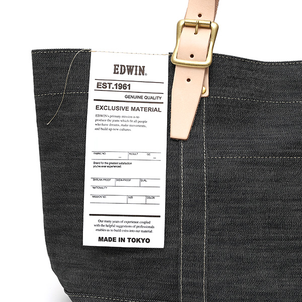  デニム生地 トートバッグ ジーンズ 本革 レザー メンズ レディース ブラック 黒 黒色 アメカジ ブランド カバン 鞄 バッグ エドウィン(EDWIN)
