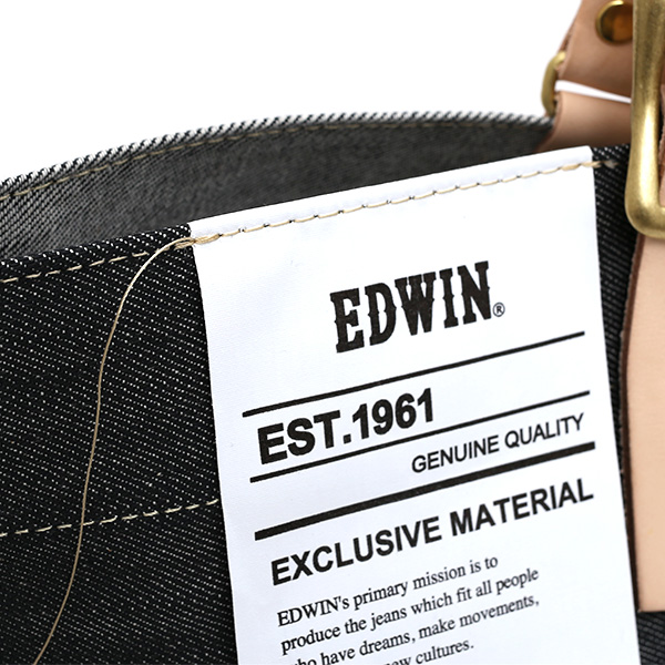  デニム生地 トートバッグ ジーンズ 本革 レザー メンズ レディース ブラック 黒 黒色 アメカジ ブランド カバン 鞄 バッグ エドウィン(EDWIN)