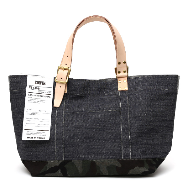 エドウィン(EDWIN) デニム生地 トートバッグ ネイビー/カモフラ