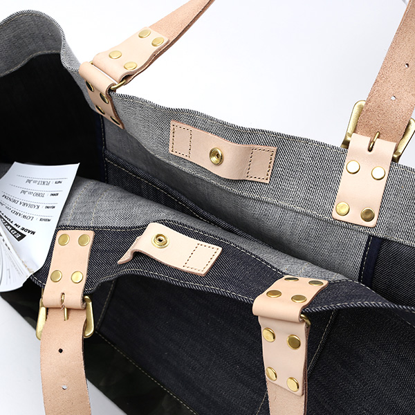  デニム生地 トートバッグ ジーンズ 本革 レザー メンズ レディース ブルー ネイビー 青色 アメカジ ブランド カバン 鞄 バッグ エドウィン(EDWIN)