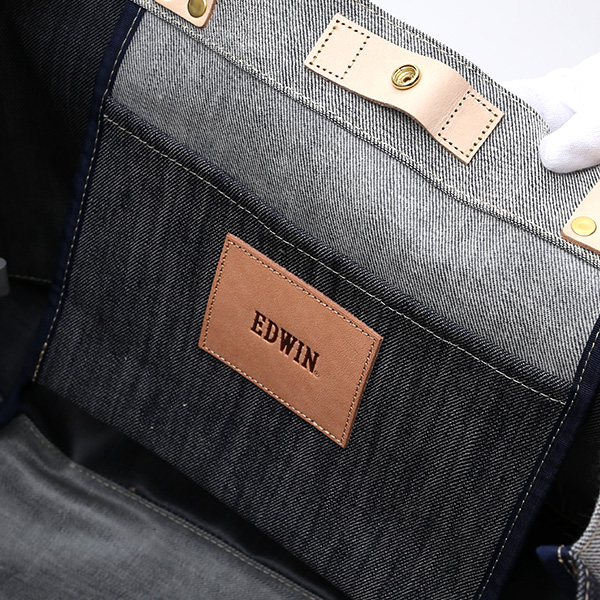  デニム生地 トートバッグ ジーンズ 本革 レザー メンズ レディース ブルー ネイビー 青色 アメカジ ブランド カバン 鞄 バッグ エドウィン(EDWIN)