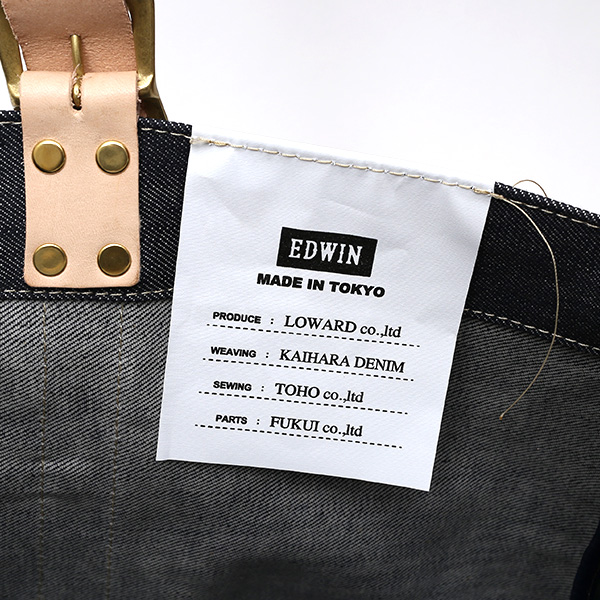  デニム生地 トートバッグ ジーンズ 本革 レザー メンズ レディース ブルー ネイビー 青色 アメカジ ブランド カバン 鞄 バッグ エドウィン(EDWIN)