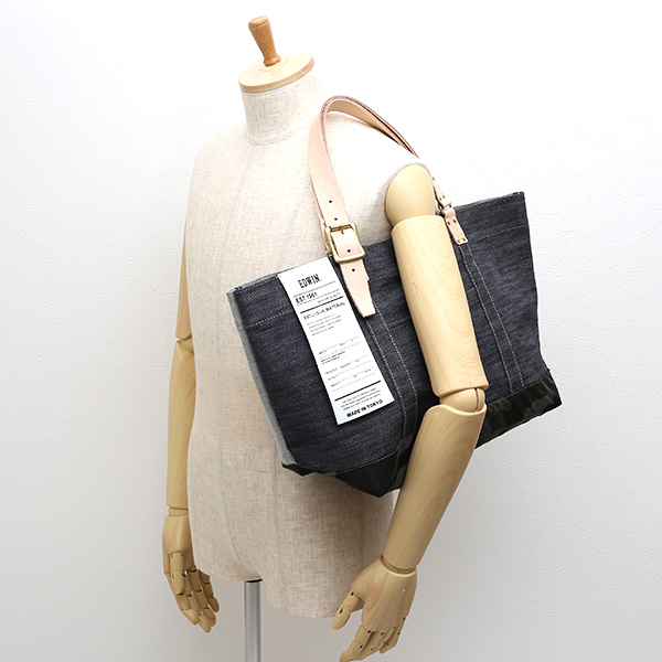  デニム生地 トートバッグ ジーンズ 本革 レザー メンズ レディース ブルー ネイビー 青色 アメカジ ブランド カバン 鞄 バッグ エドウィン(EDWIN)