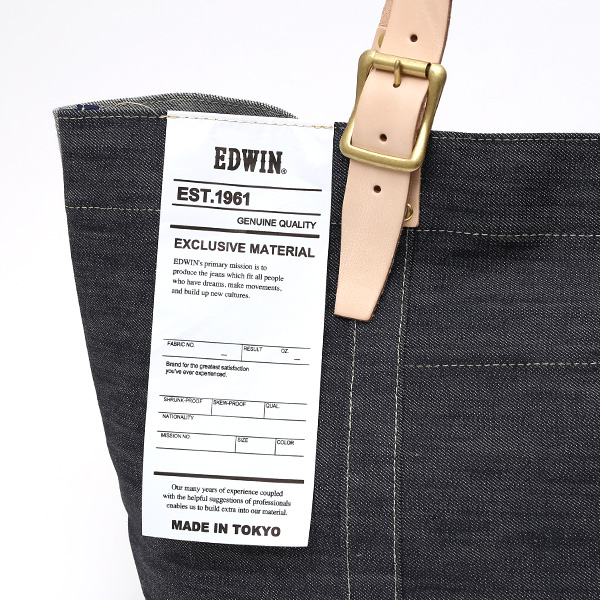  デニム生地 トートバッグ ジーンズ 本革 レザー メンズ レディース ブルー ネイビー 青色 アメカジ ブランド カバン 鞄 バッグ エドウィン(EDWIN)