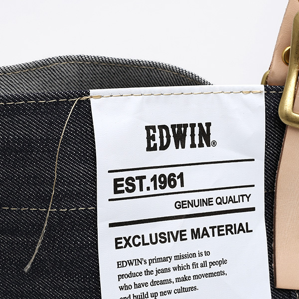  デニム生地 トートバッグ ジーンズ 本革 レザー メンズ レディース ブルー ネイビー 青色 アメカジ ブランド カバン 鞄 バッグ エドウィン(EDWIN)