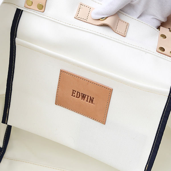  デニム生地 トートバッグ ジーンズ 本革 レザー メンズ レディース ホワイト 白色 アメカジ ブランド カバン 鞄 バッグ エドウィン(EDWIN)