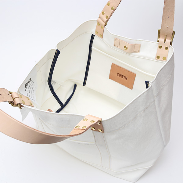  デニム生地 トートバッグ ジーンズ 本革 レザー メンズ レディース ホワイト 白色 アメカジ ブランド カバン 鞄 バッグ エドウィン(EDWIN)