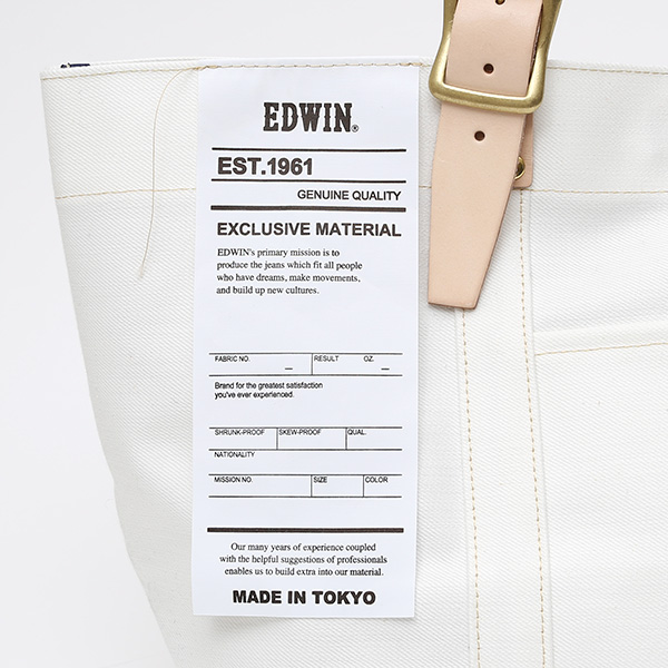  デニム生地 トートバッグ ジーンズ 本革 レザー メンズ レディース ホワイト 白色 アメカジ ブランド カバン 鞄 バッグ エドウィン(EDWIN)