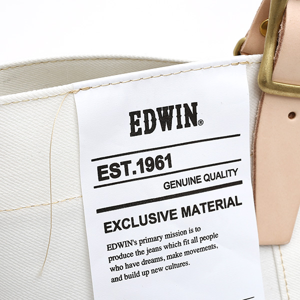  デニム生地 トートバッグ ジーンズ 本革 レザー メンズ レディース ホワイト 白色 アメカジ ブランド カバン 鞄 バッグ エドウィン(EDWIN)