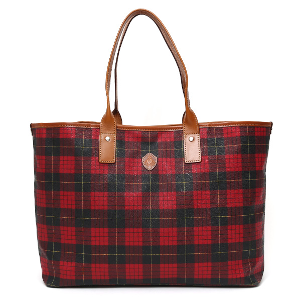フランコ スパダ(Franco Spada) シルク生地 チェック柄 トートバッグ M レッド