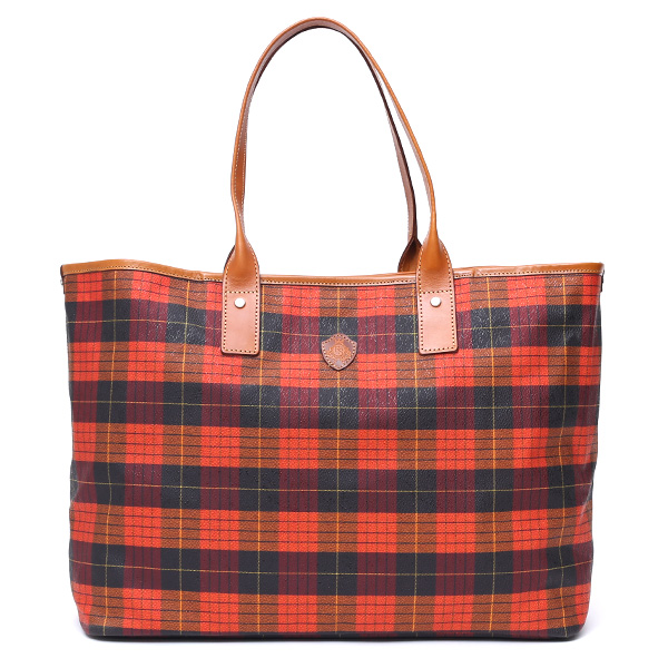 フランコ スパダ(Franco Spada) シルク生地 チェック柄 トートバッグ M オレンジ