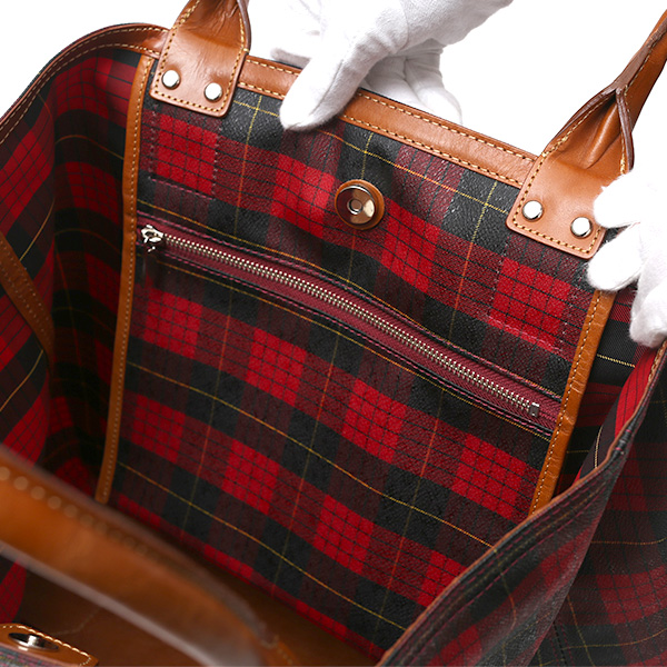 トートバッグ メンズ 日本製 カバン チェック柄 レッド ワイン 赤色 本革 レザー バッグ レディース 鞄 フランコ スパダ(Franco Spada)
