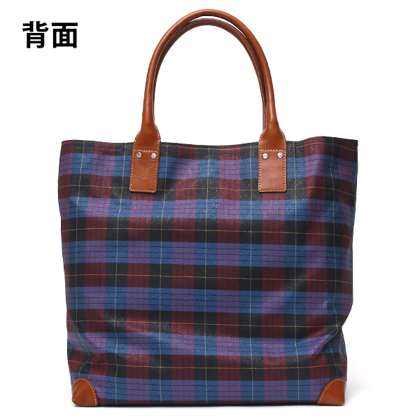  トートバッグ メンズ 日本製 カバン チェック柄 ブルー ネイビー 青色 本革 レザー バッグ レディース 鞄 フランコ スパダ(Franco Spada)