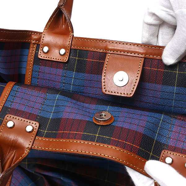  トートバッグ メンズ 日本製 カバン チェック柄 ブルー ネイビー 青色 本革 レザー バッグ レディース 鞄 フランコ スパダ(Franco Spada)