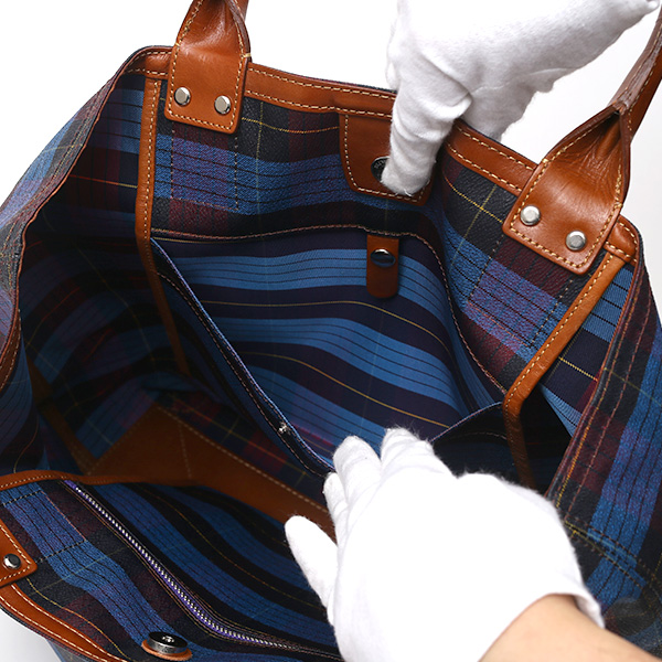  トートバッグ メンズ 日本製 カバン チェック柄 ブルー ネイビー 青色 本革 レザー バッグ レディース 鞄 フランコ スパダ(Franco Spada)