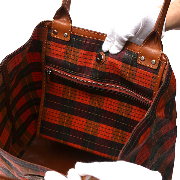  トートバッグ メンズ 日本製 カバン チェック柄 オレンジ 橙色 本革 レザー バッグ レディース 鞄 フランコ スパダ(Franco Spada)
