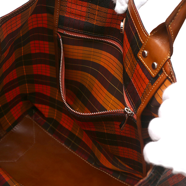  トートバッグ メンズ 日本製 カバン チェック柄 オレンジ 橙色 本革 レザー バッグ レディース 鞄 フランコ スパダ(Franco Spada)