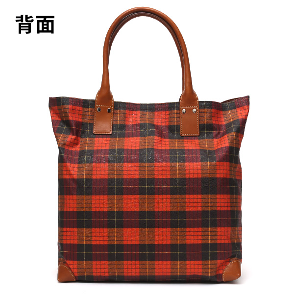  トートバッグ メンズ 日本製 カバン チェック柄 オレンジ 橙色 本革 レザー バッグ レディース 鞄 フランコ スパダ(Franco Spada)