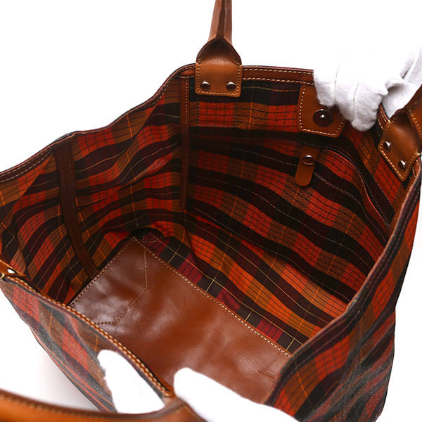  トートバッグ メンズ 日本製 カバン チェック柄 オレンジ 橙色 本革 レザー バッグ レディース 鞄 フランコ スパダ(Franco Spada)