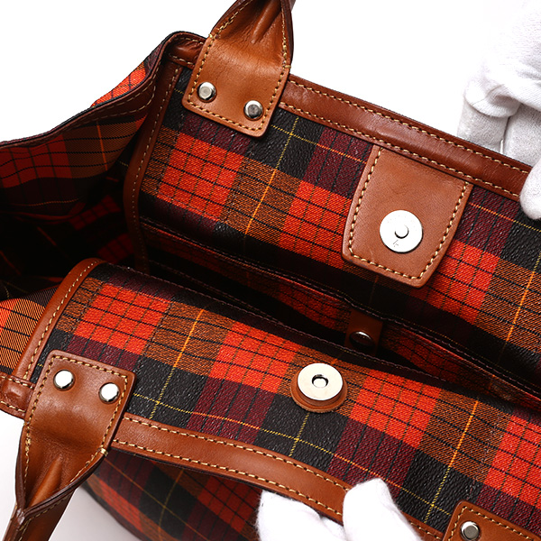  トートバッグ メンズ 日本製 カバン チェック柄 オレンジ 橙色 本革 レザー バッグ レディース 鞄 フランコ スパダ(Franco Spada)