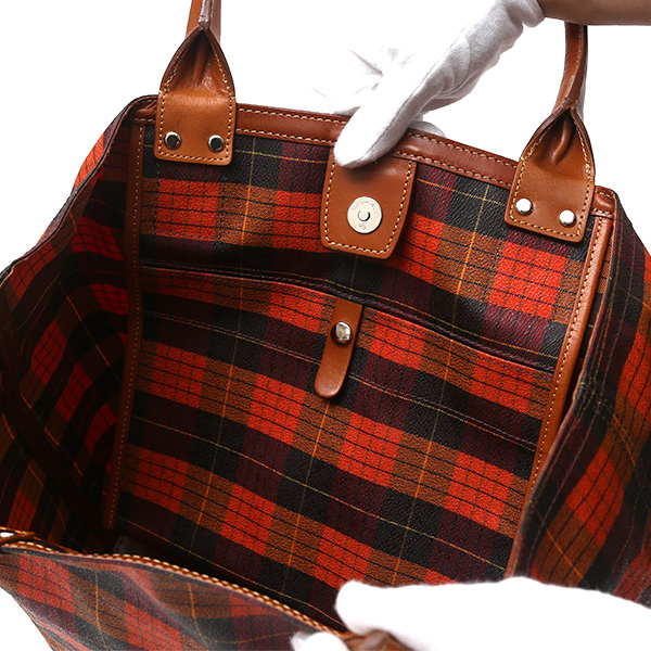  トートバッグ メンズ 日本製 カバン チェック柄 オレンジ 橙色 本革 レザー バッグ レディース 鞄 フランコ スパダ(Franco Spada)