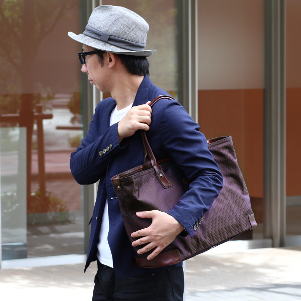  【高級ネクタイメーカーが手掛けたシルク生地トートバッグ】 日本製 メンズ 本革 ブラウン 茶 茶色 ビジネスバッグ ブランド 鞄 ファスナー付き レザー カバン A4 おしゃれ 大人 大容量 大きめ Franco Spada(フランコスパダ)