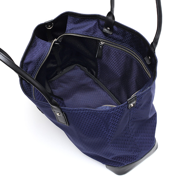  【高級ネクタイメーカーが手掛けたシルク生地トートバッグ】 日本製 メンズ 本革 ブルー ネイビー 青色 ビジネスバッグ ブランド 鞄 ファスナー付き レザー カバン A4 おしゃれ 大人 大容量 大きめ Franco Spada(フランコスパダ)