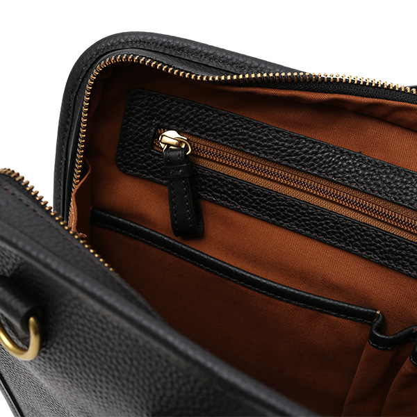  ブリーフケース メンズ ブラック 黒 黒色 本革 レザー ビジネスバッグ 薄マチ レディース 革 ショルダー付き バッグ カバン 鞄 薄い 小ぶり fetia(フェティア)