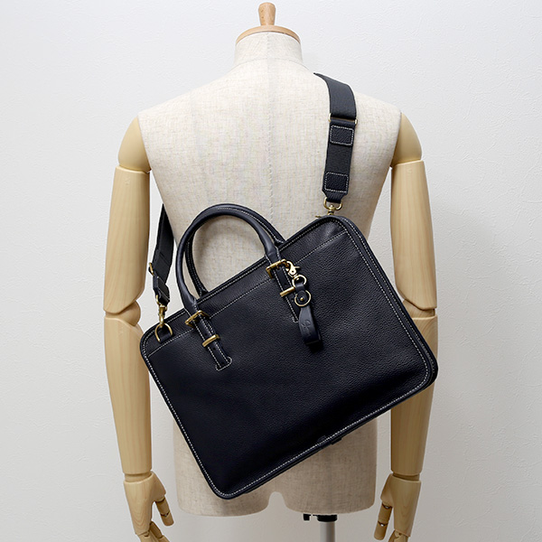  ブリーフケース メンズ ブルー ネイビー 青色 本革 レザー ビジネスバッグ 薄マチ レディース 革 ショルダー付き バッグ カバン 鞄 薄い 小ぶり fetia(フェティア)