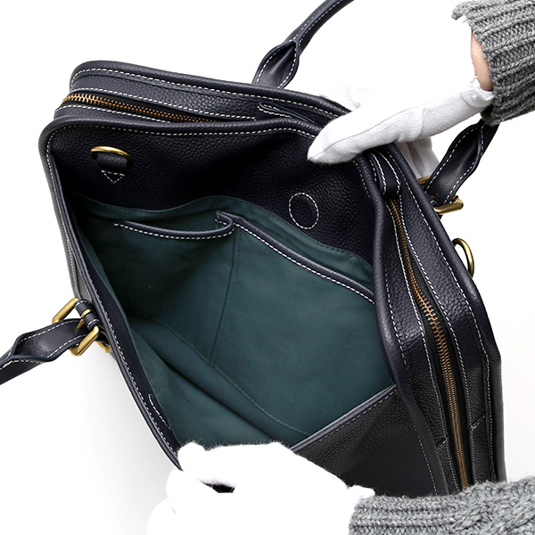  ブリーフケース メンズ ブルー ネイビー 青色 本革 レザー ビジネスバッグ 薄マチ レディース 革 ショルダー付き バッグ カバン 鞄 薄い 小ぶり fetia(フェティア)