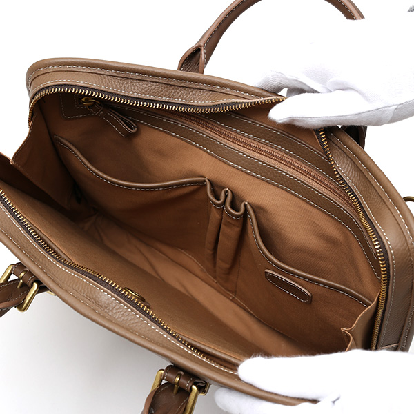  ブリーフケース メンズ ベージュ 肌色 本革 レザー ビジネスバッグ 薄マチ レディース 革 ショルダー付き バッグ カバン 鞄 薄い 小ぶり fetia(フェティア)