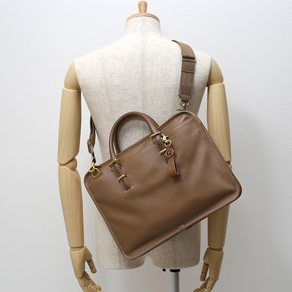  ブリーフケース メンズ ベージュ 肌色 本革 レザー ビジネスバッグ 薄マチ レディース 革 ショルダー付き バッグ カバン 鞄 薄い 小ぶり fetia(フェティア)