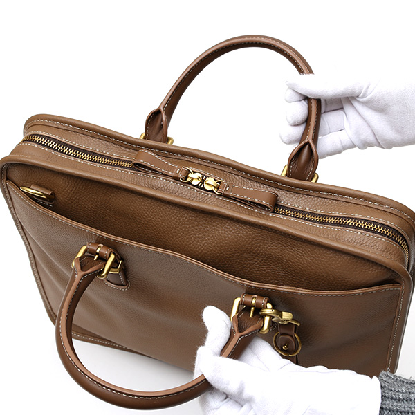  ブリーフケース メンズ ベージュ 肌色 本革 レザー ビジネスバッグ 薄マチ レディース 革 ショルダー付き バッグ カバン 鞄 薄い 小ぶり fetia(フェティア)