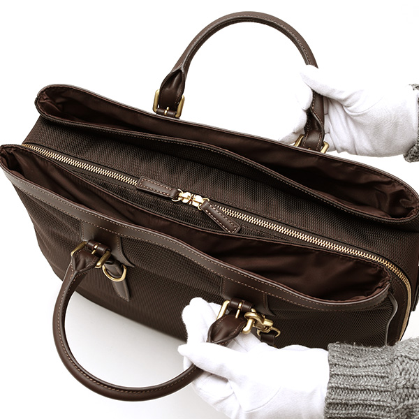 ブリーフケース メンズ ナイロン ビジネスバッグ ダークブラウン ブラウン 茶 茶色 軽量 本革 レディース レザー ショルダー付き 鞄 高級 高品質 シンプル fetia(フェティア)