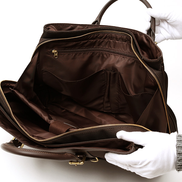 ブリーフケース メンズ ナイロン ビジネスバッグ ダークブラウン ブラウン 茶 茶色 軽量 本革 レディース レザー ショルダー付き 鞄 高級 高品質 シンプル fetia(フェティア)