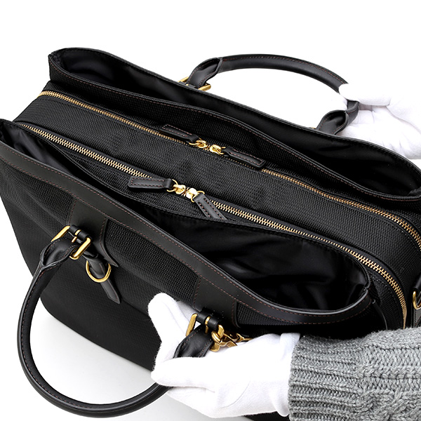  ビジネスバッグ メンズ ショルダー付き ブラック 黒 黒色 大容量 ブリーフケース ナイロン 軽量 本革 レザー 出張 カバン 鞄 高品質 大人 fetia(フェティア)