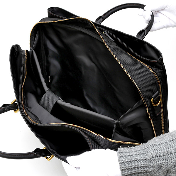  ビジネスバッグ メンズ ショルダー付き ブラック 黒 黒色 大容量 ブリーフケース ナイロン 軽量 本革 レザー 出張 カバン 鞄 高品質 大人 fetia(フェティア)