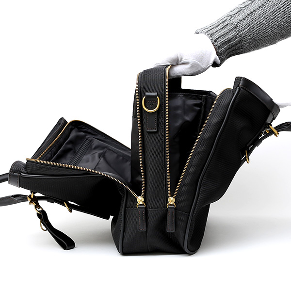  ビジネスバッグ メンズ ショルダー付き ブラック 黒 黒色 大容量 ブリーフケース ナイロン 軽量 本革 レザー 出張 カバン 鞄 高品質 大人 fetia(フェティア)