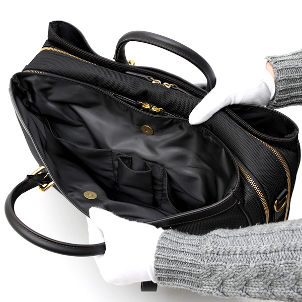  ビジネスバッグ メンズ ショルダー付き ブラック 黒 黒色 大容量 ブリーフケース ナイロン 軽量 本革 レザー 出張 カバン 鞄 高品質 大人 fetia(フェティア)